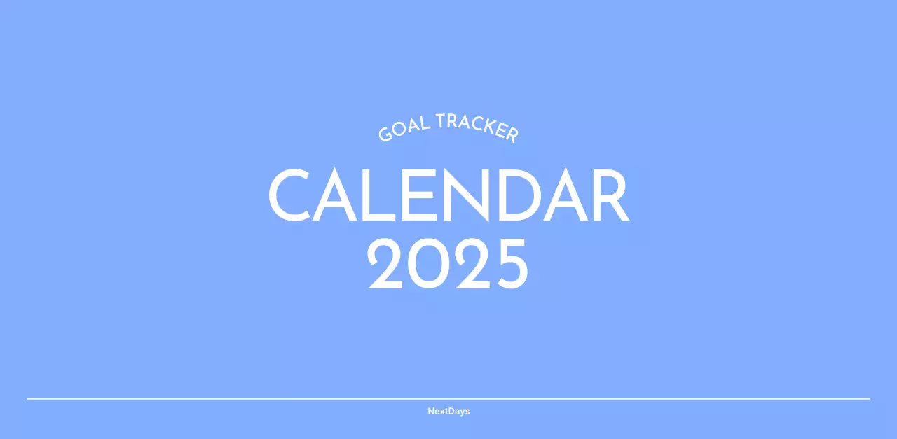 Photo goal tracker calendar with a splash of blue