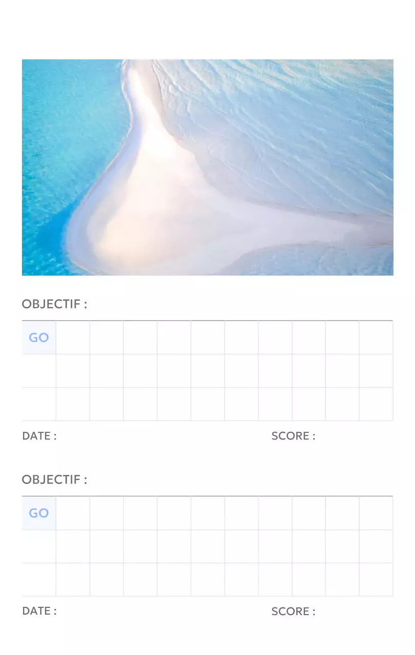 Calendrier photo de suivi des objectifs avec une touche de bleu