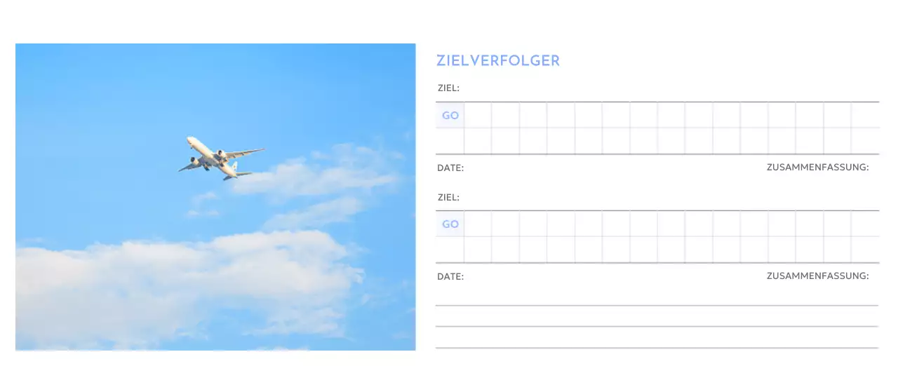 Foto-Zielverfolgungskalender mit einem Hauch von Blau