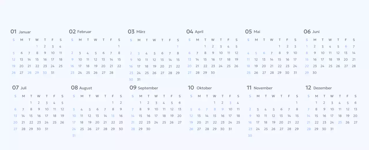 Foto-Zielverfolgungskalender mit einem Hauch von Blau
