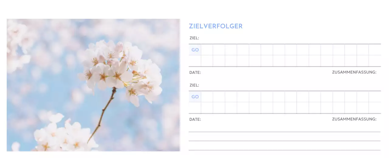 Foto-Zielverfolgungskalender mit einem Hauch von Blau