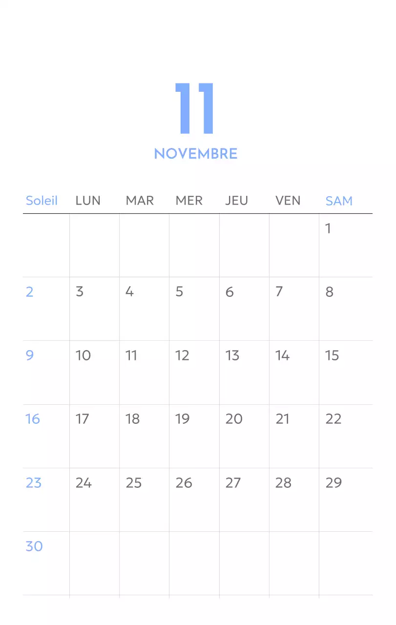 Calendrier photo de suivi des objectifs avec une touche de bleu
