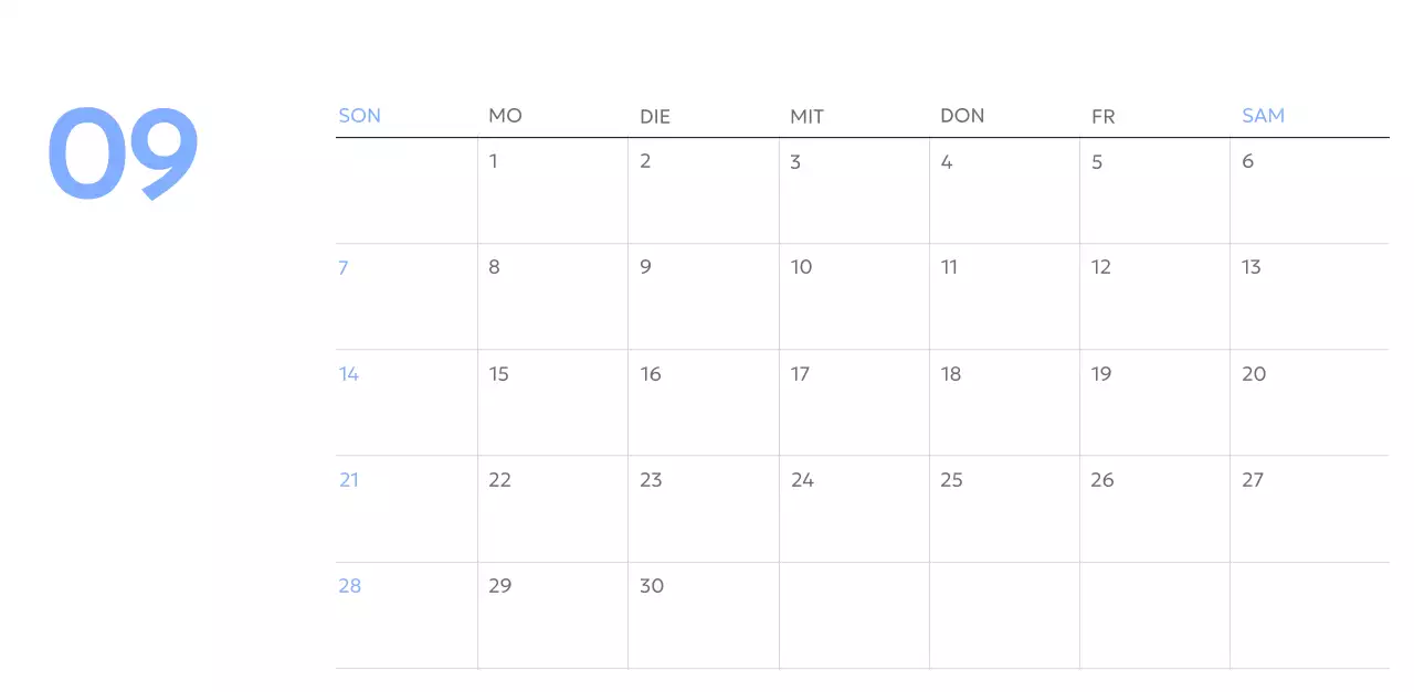 Foto-Zielverfolgungskalender mit einem Hauch von Blau