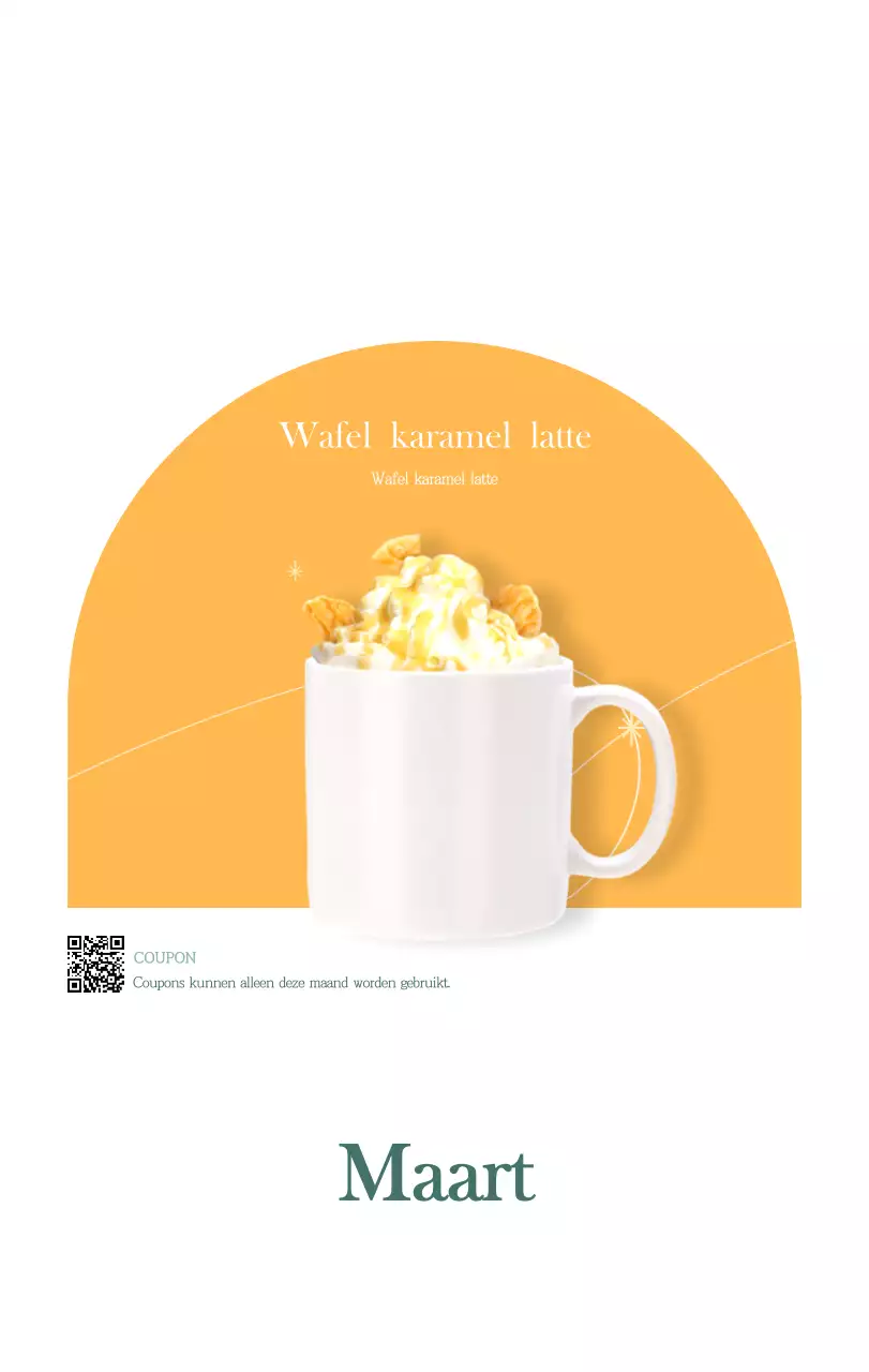 Een moderne cafékalender met aanbevelingen voor de drank van de maand