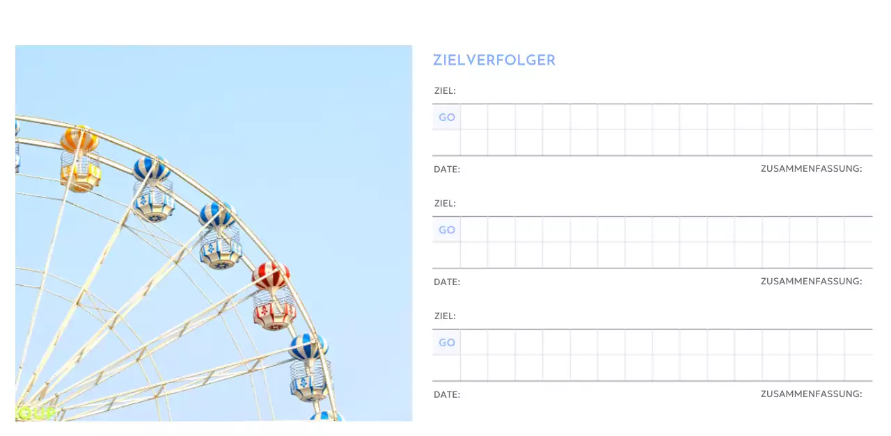 Foto-Zielverfolgungskalender mit einem Hauch von Blau