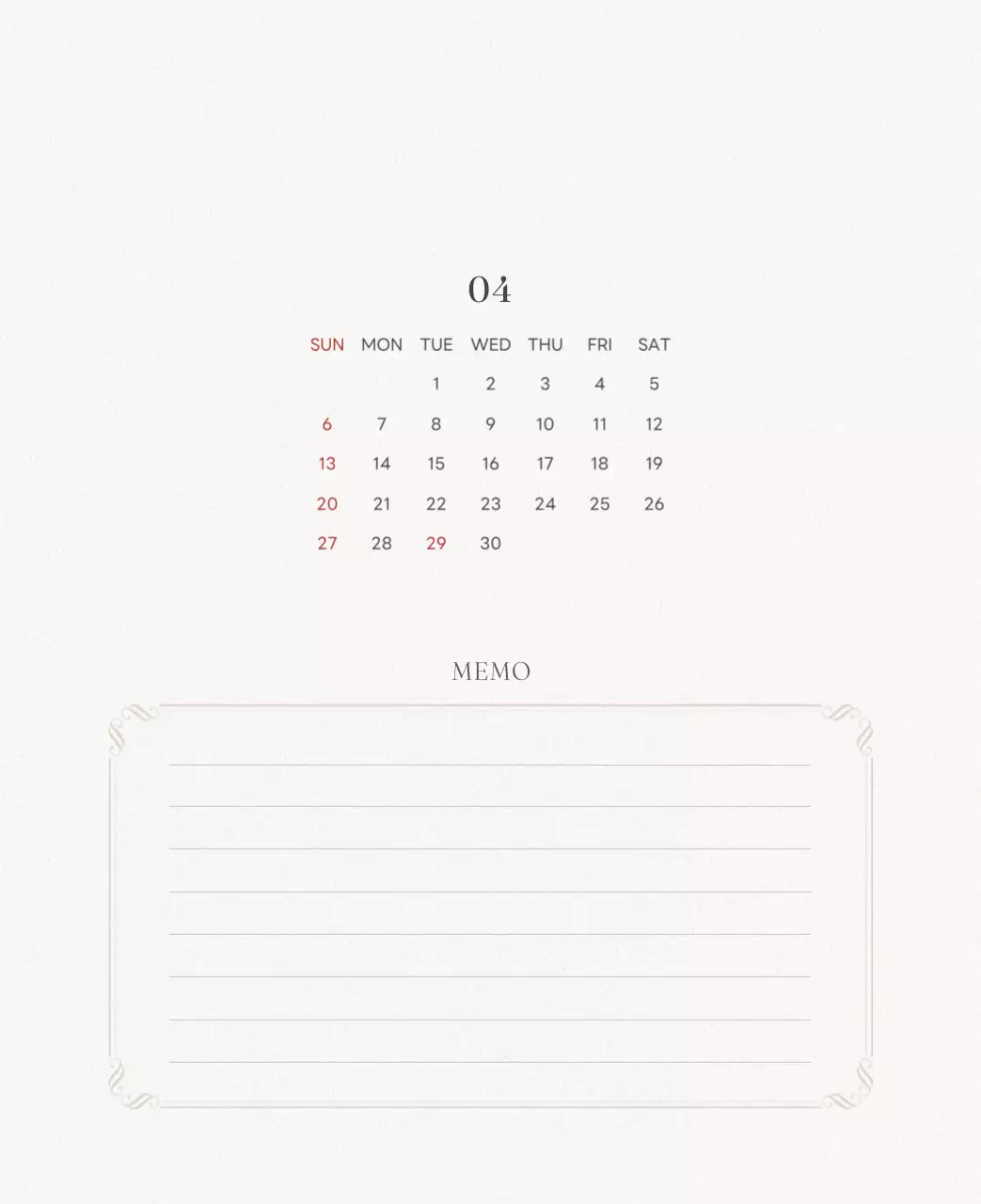 アイボリーとグリーンのシンプルな2025年花柄卓上カレンダー