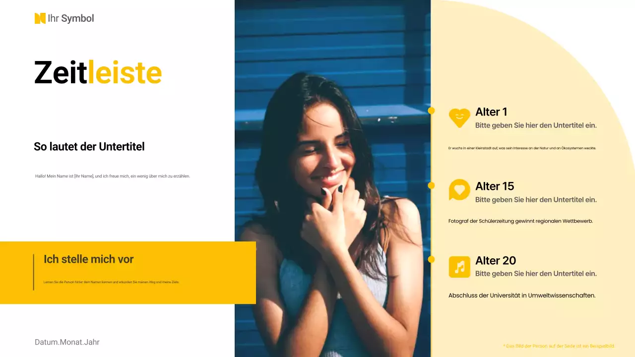 gelbes Basis-Layout für die Selbstdarstellung