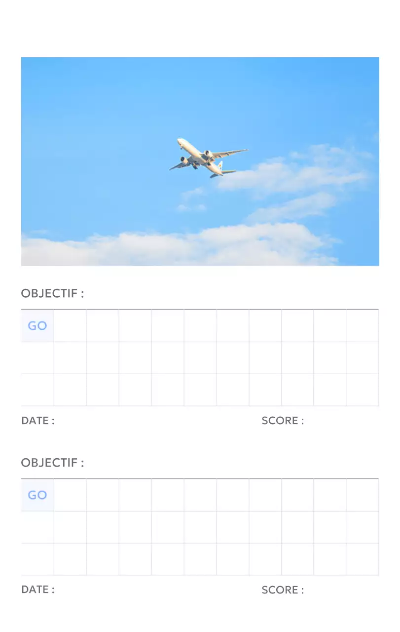 Calendrier photo de suivi des objectifs avec une touche de bleu