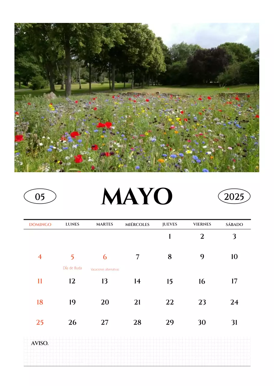 Calendario fotográfico sencillo