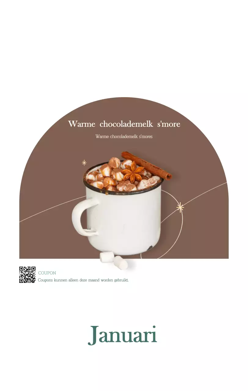 Een moderne cafékalender met aanbevelingen voor de drank van de maand