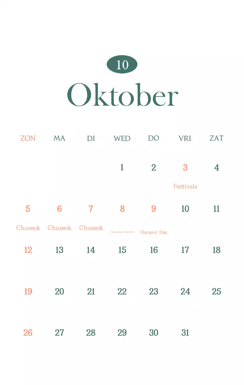 Een moderne cafékalender met aanbevelingen voor de drank van de maand