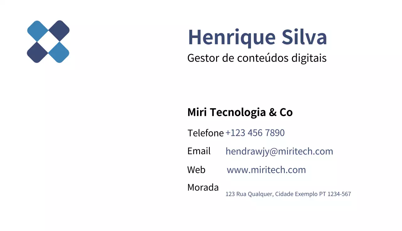 cartão de visita moderno azul