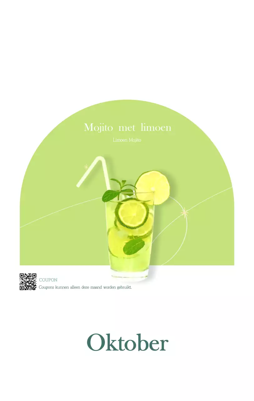 Een moderne cafékalender met aanbevelingen voor de drank van de maand