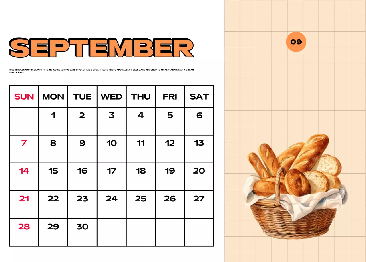 Colorful calendars with a variety of retro illustrations