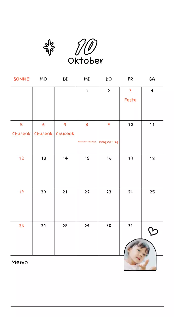 Niedlicher Fotokalender