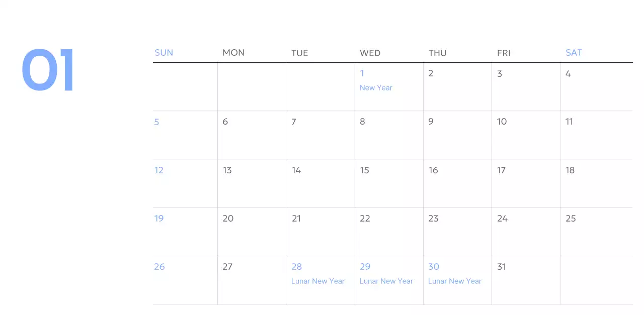 Photo goal tracker calendar with a splash of blue