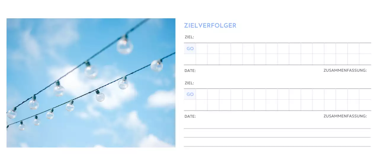 Foto-Zielverfolgungskalender mit einem Hauch von Blau