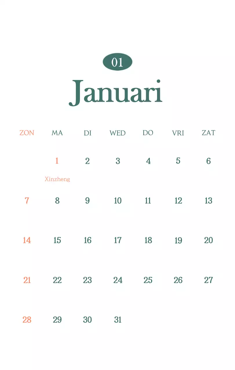 Een moderne cafékalender met aanbevelingen voor de drank van de maand
