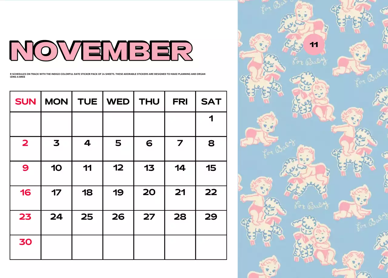 Colorful calendars with a variety of retro illustrations