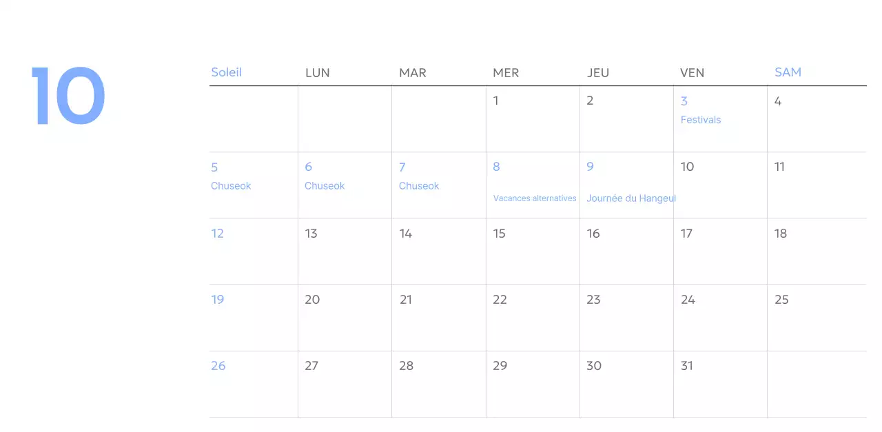 Calendrier photo de suivi des objectifs avec une touche de bleu