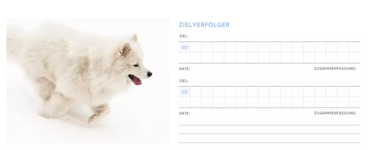 Foto-Zielverfolgungskalender mit einem Hauch von Blau