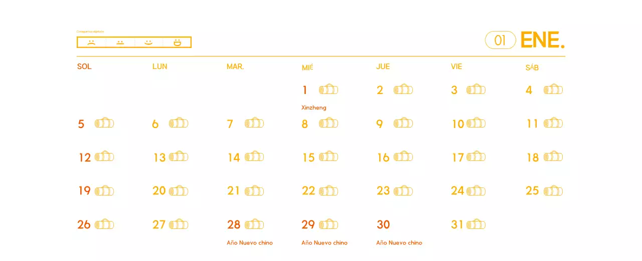 Calendario promocional de yoga minimalista naranja