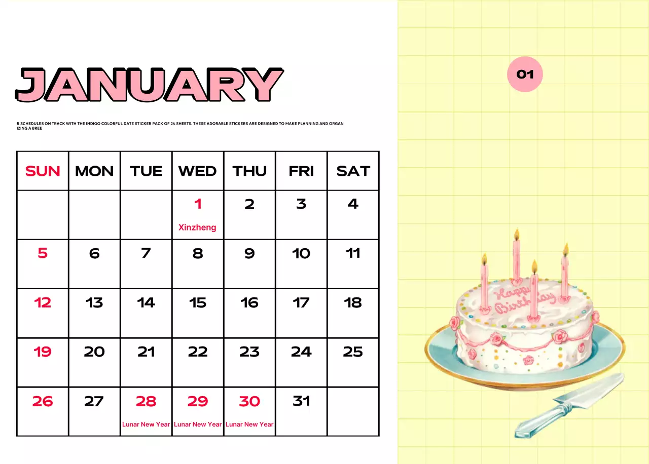 Colorful calendars with a variety of retro illustrations