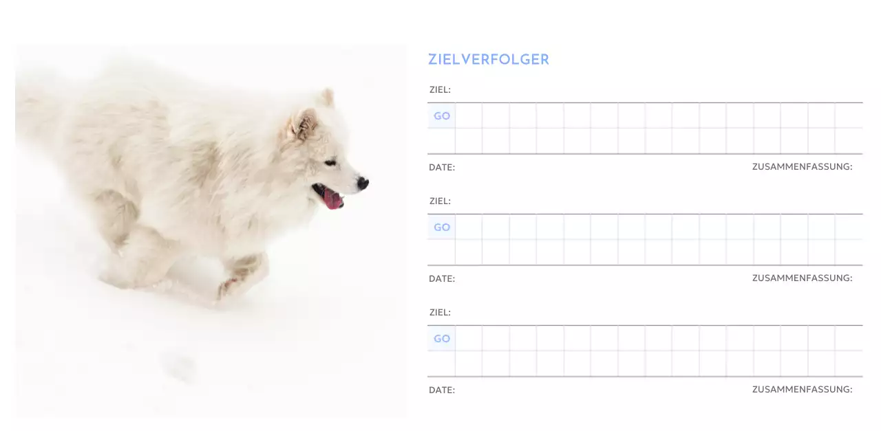 Foto-Zielverfolgungskalender mit einem Hauch von Blau