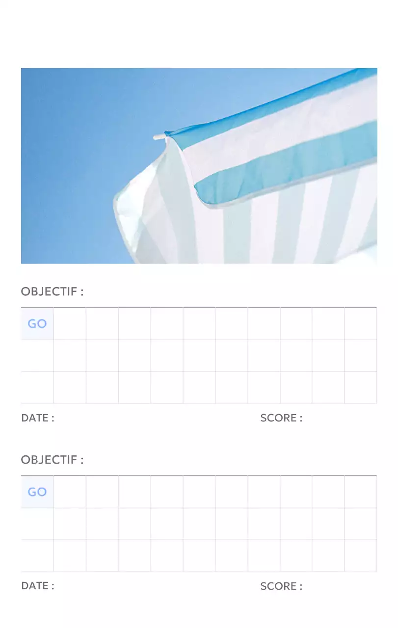 Calendrier photo de suivi des objectifs avec une touche de bleu