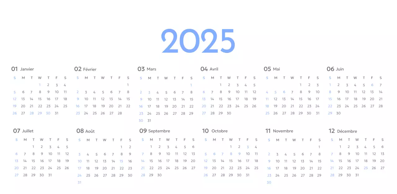 Calendrier photo de suivi des objectifs avec une touche de bleu
