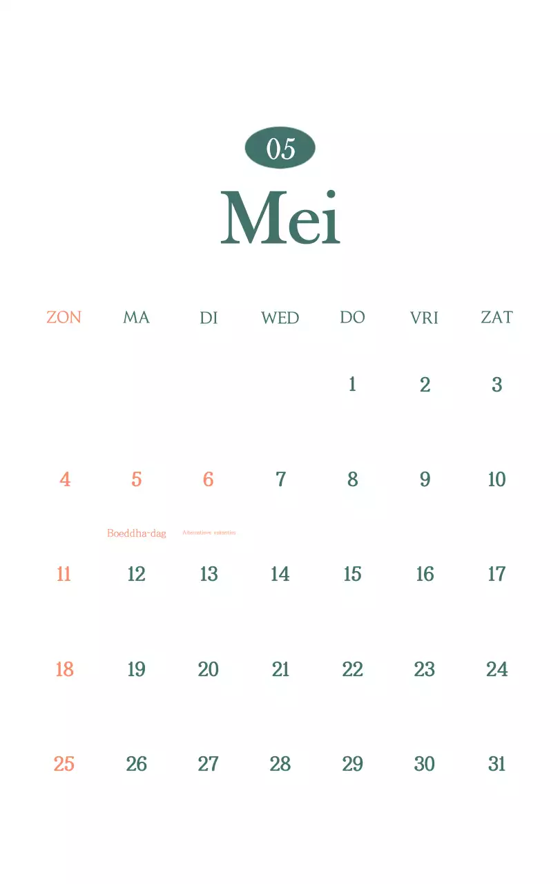 Een moderne cafékalender met aanbevelingen voor de drank van de maand