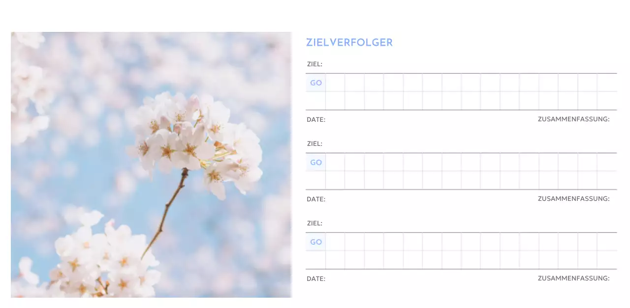 Foto-Zielverfolgungskalender mit einem Hauch von Blau