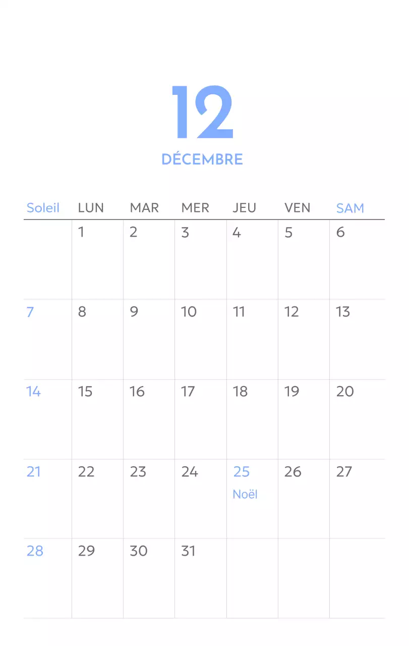 Calendrier photo de suivi des objectifs avec une touche de bleu