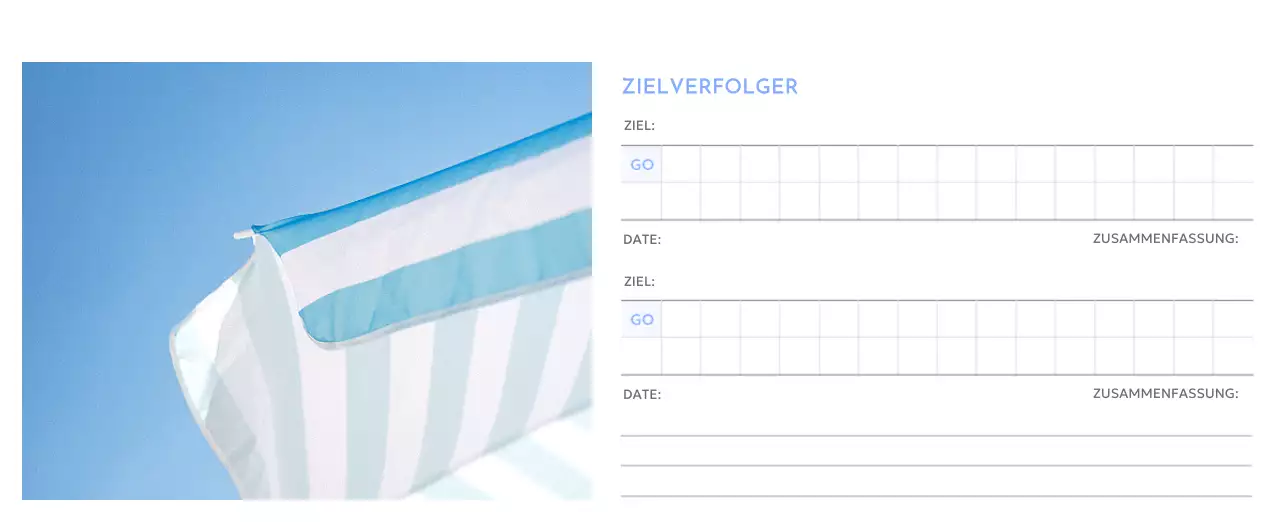 Foto-Zielverfolgungskalender mit einem Hauch von Blau