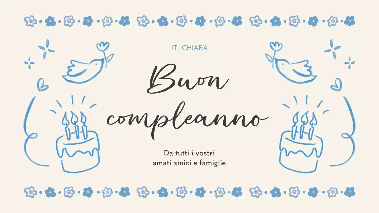 evento di compleanno floreale blu