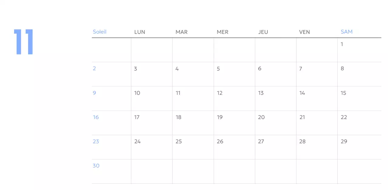 Calendrier photo de suivi des objectifs avec une touche de bleu