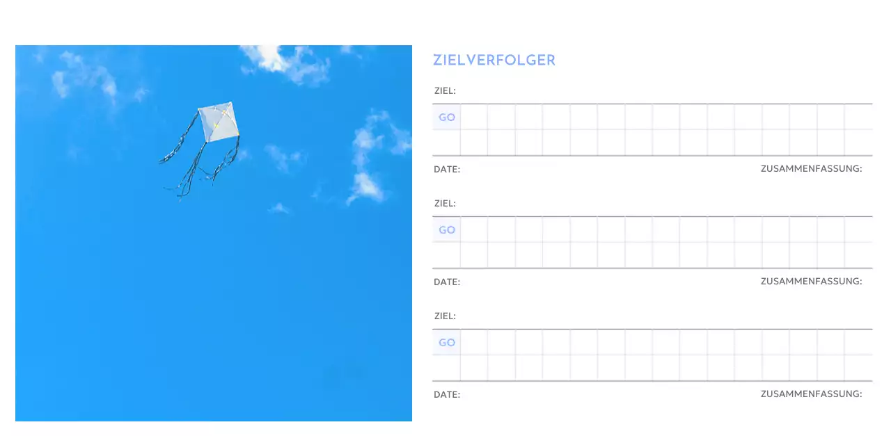 Foto-Zielverfolgungskalender mit einem Hauch von Blau