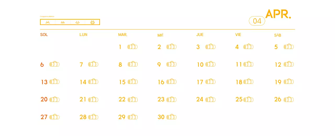 Calendario promocional de yoga minimalista naranja