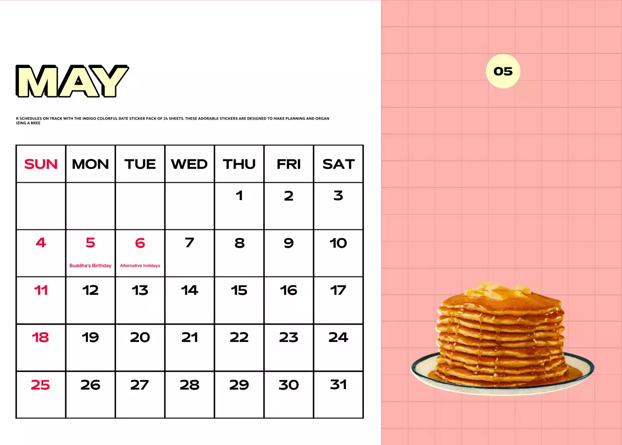 Colorful calendars with a variety of retro illustrations