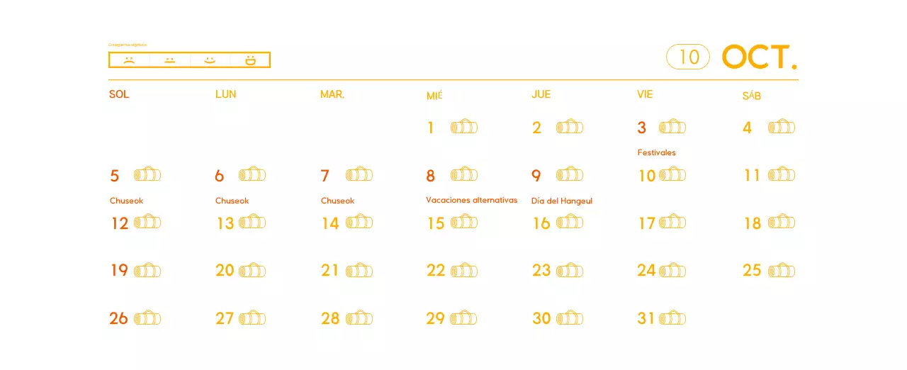 Calendario promocional de yoga minimalista naranja