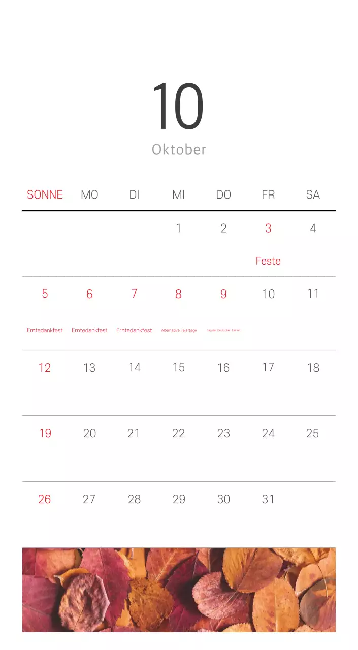 Weißer sauberer botanischer Naturkalender