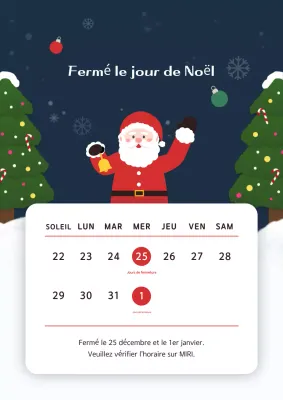 Avis de fermeture de vacances simple bleu marine