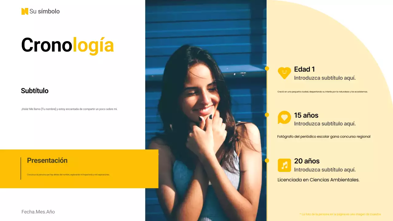 diseño básico amarillo de autopresentación