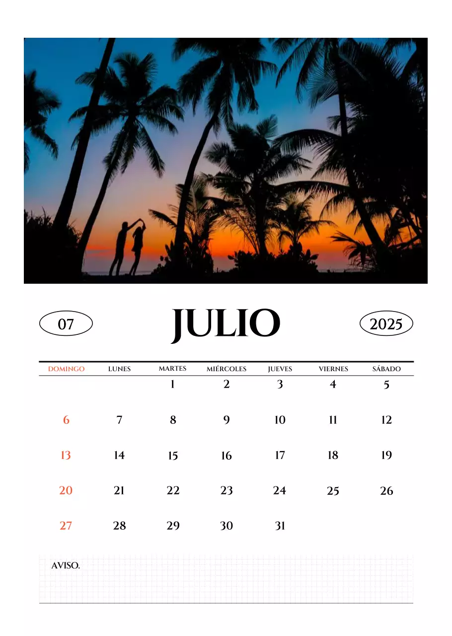 Calendario fotográfico sencillo