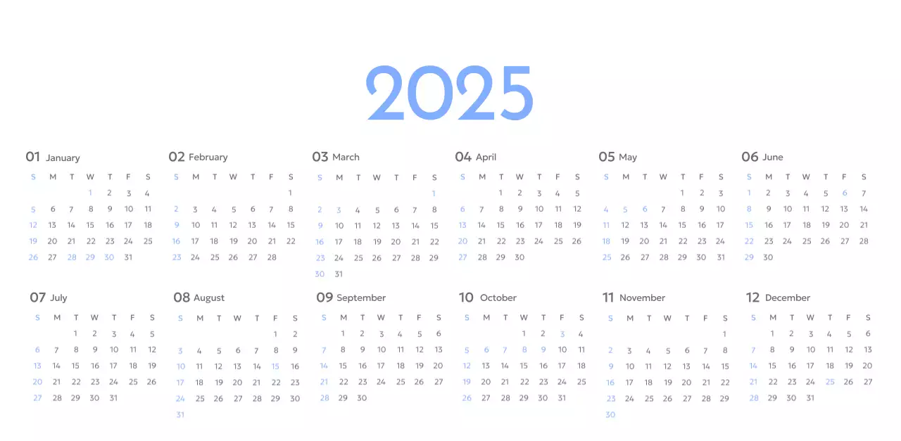 Photo goal tracker calendar with a splash of blue