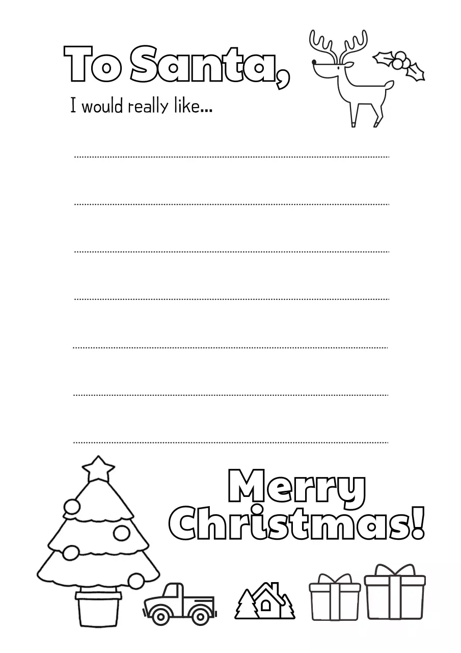 白黒 かわいい クリスマス 手紙 ポスター