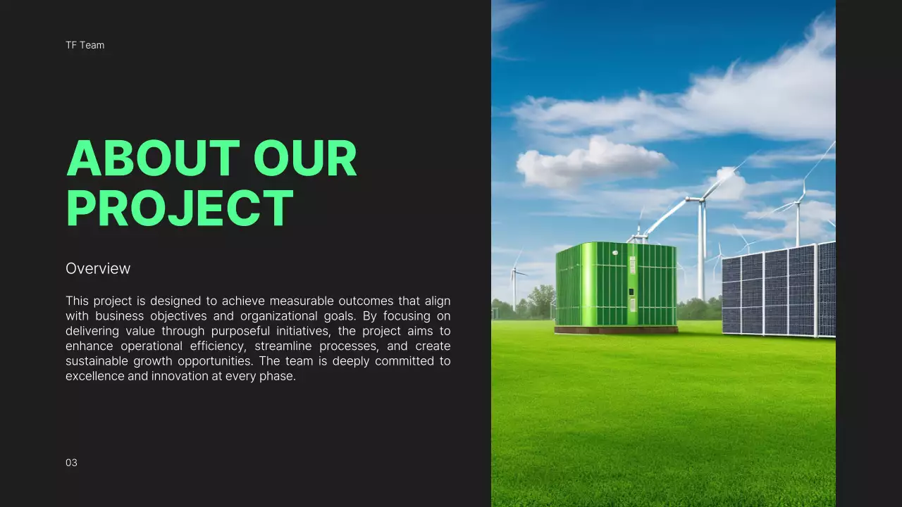 Tài liệu trình bày báo cáo dự án hiện đại màu đen