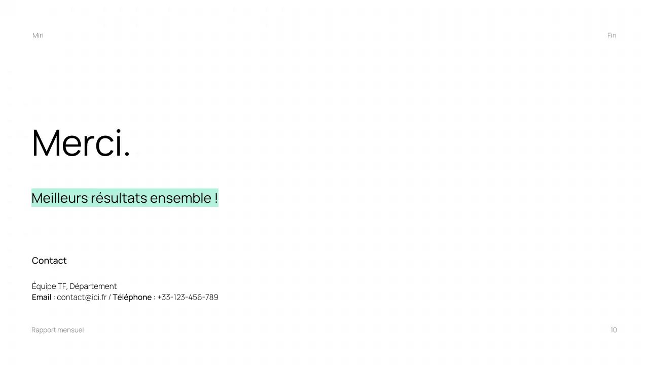 Présentation du rapport mensuel de Trendy Business