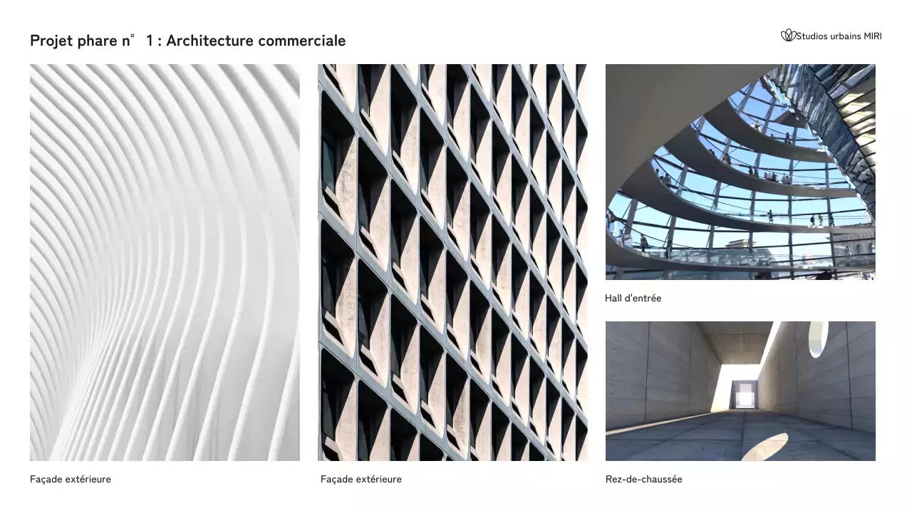 Portefeuille d'architecture moderne en noir et blanc