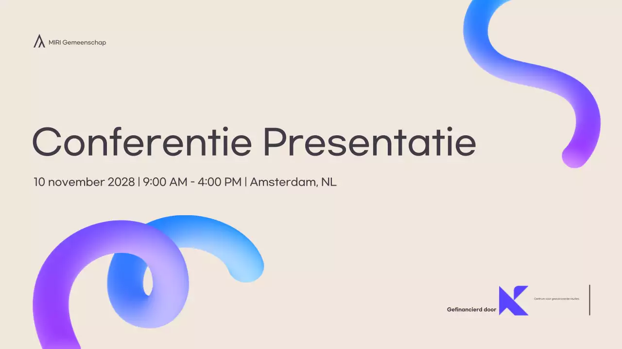 Moderne conferentiepresentatie crème en 3d vormen in kleur